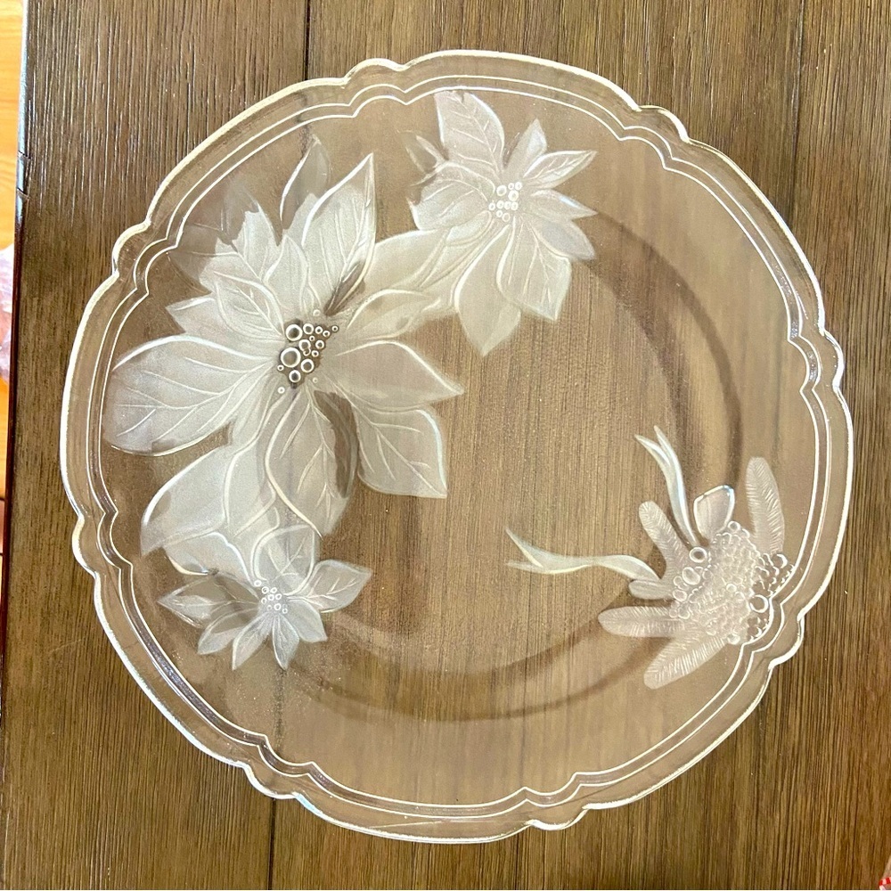 Vintage Elements 13” Satin Poinsettia Platter